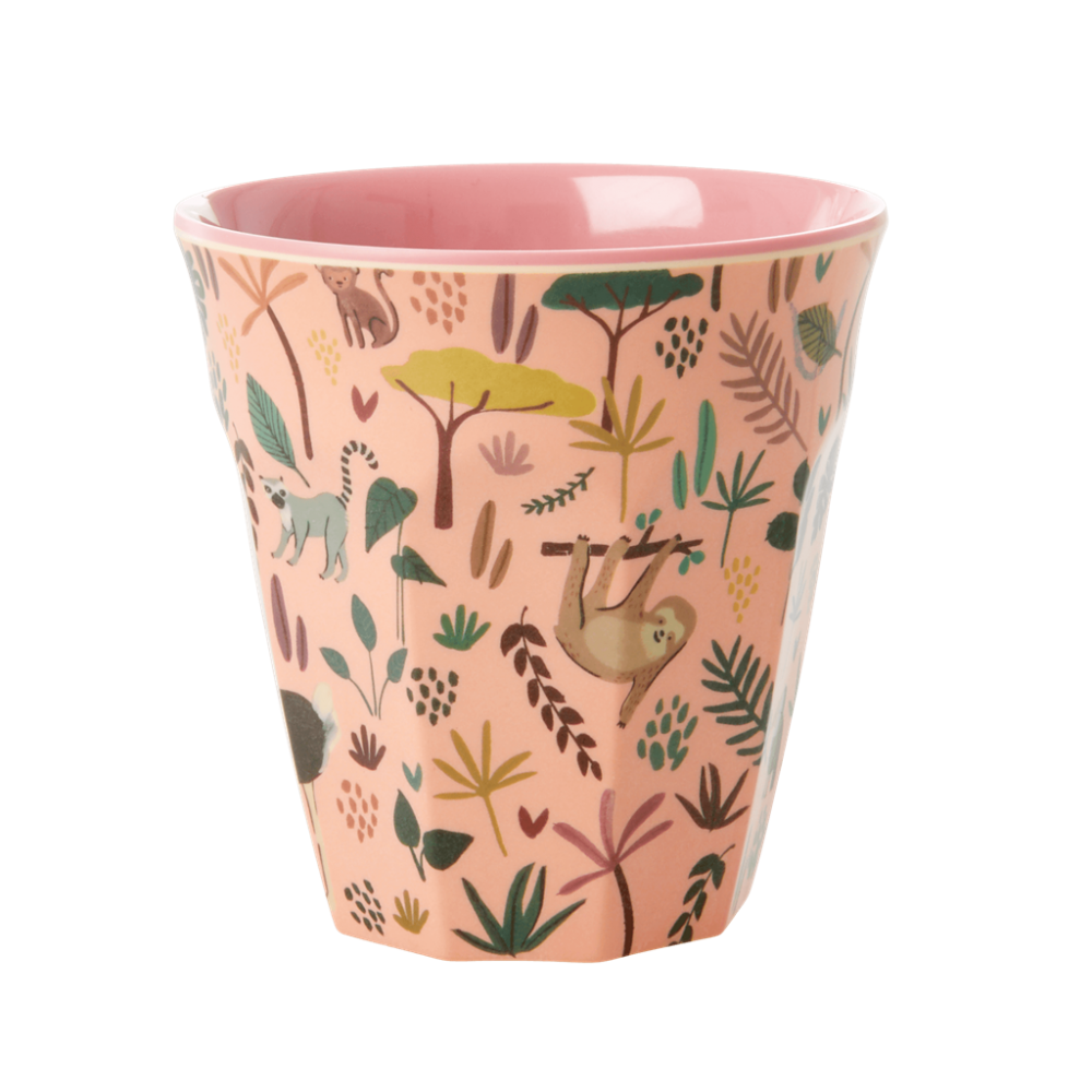Jungle Coral Pink Print Melamine Cup By Rice DK